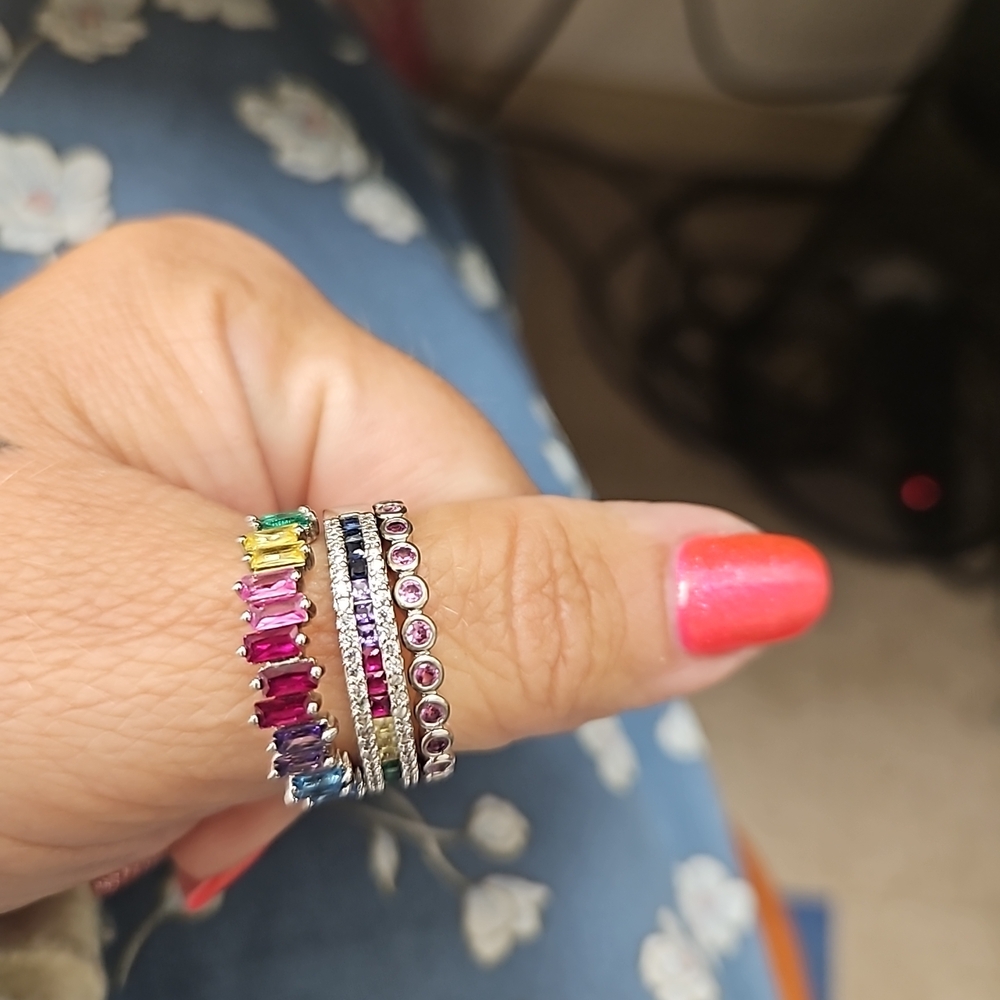 Vibrant Multicolor Gemstone Ring Set